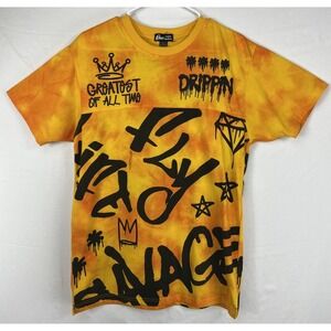 One Color Nation OCON Mens L Graphic Yellow Black T-Shirt Cotton Urban Hip Hop